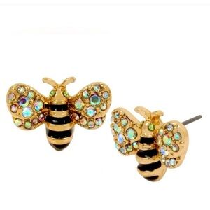 Betsey Johnson Bumble Bee Stud Rhinestone Stud  Earrings